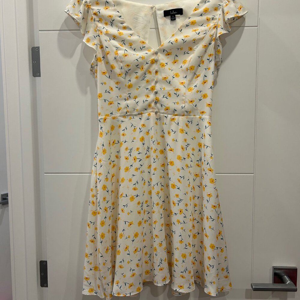 Lulus White and Yellow Spring Dress